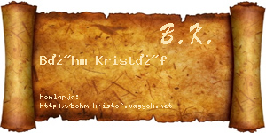 Bőhm Kristóf névjegykártya
